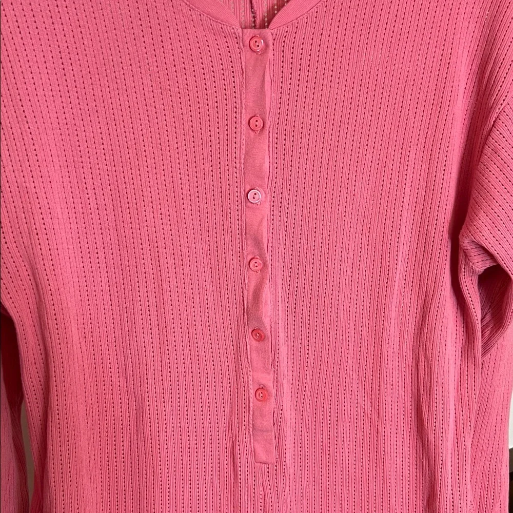 Victoria's‎ Secret Pink Ribbed Thermal Button Down One Piece PJs- M